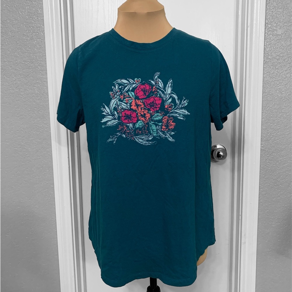 Old Navy Green Flower T-Shirt - Women size large